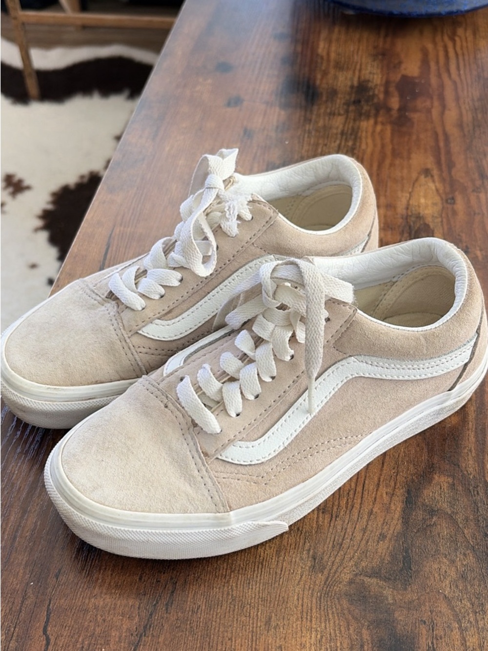 Vans Limited Edition Scotchgard Beige Suede Old Skool Sneakers with White Stripe